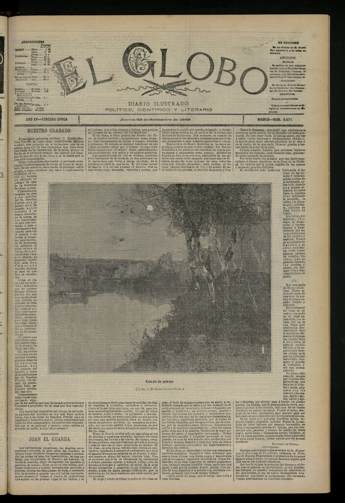 Miniatura de El Globo : diario ilustrado del 26 de septiembre de 1889, nº 5074