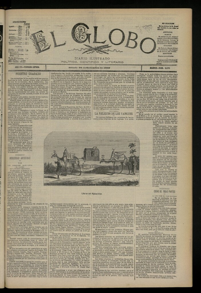 Miniatura de El Globo : diario ilustrado del 28 de septiembre de 1889, nº 5076
