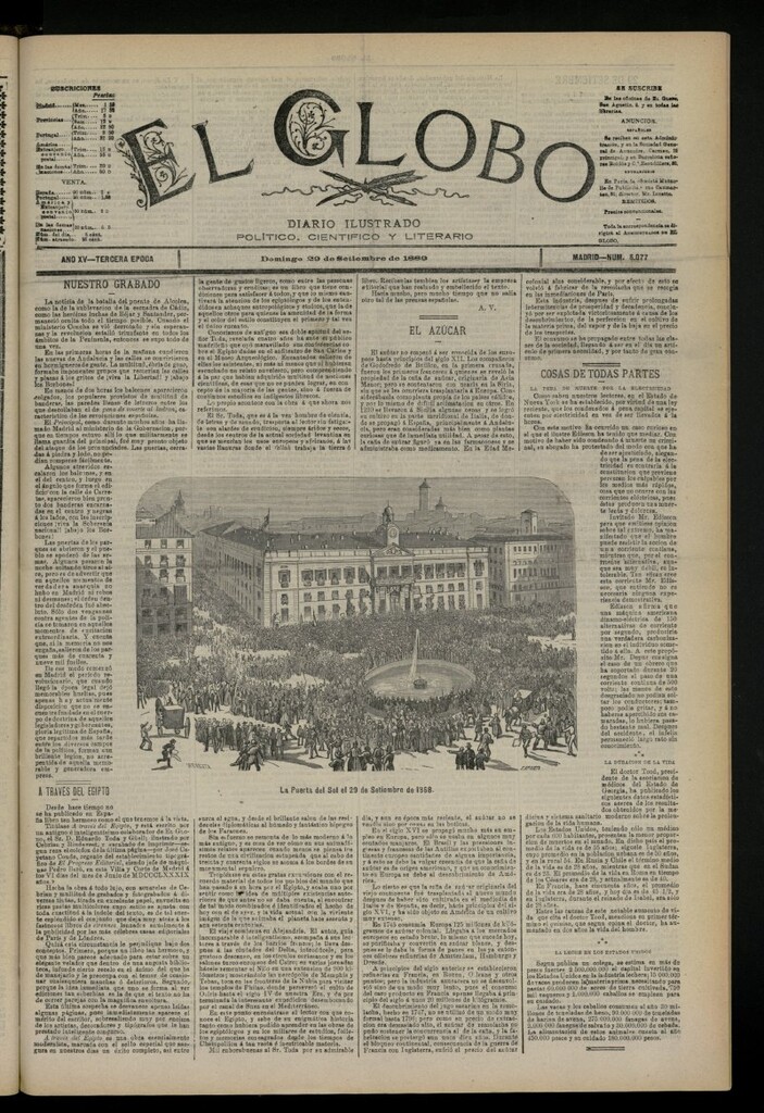 Miniatura de El Globo : diario ilustrado del 29 de septiembre de 1889, nº 5077