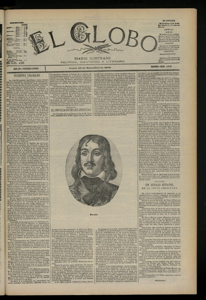 Miniatura de El Globo : diario ilustrado del 30 de septiembre de 1889, nº 5078