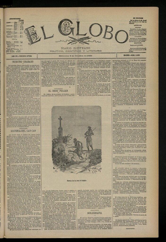 Miniatura de El Globo : diario ilustrado del 2 de octubre de 1889, nº 5080