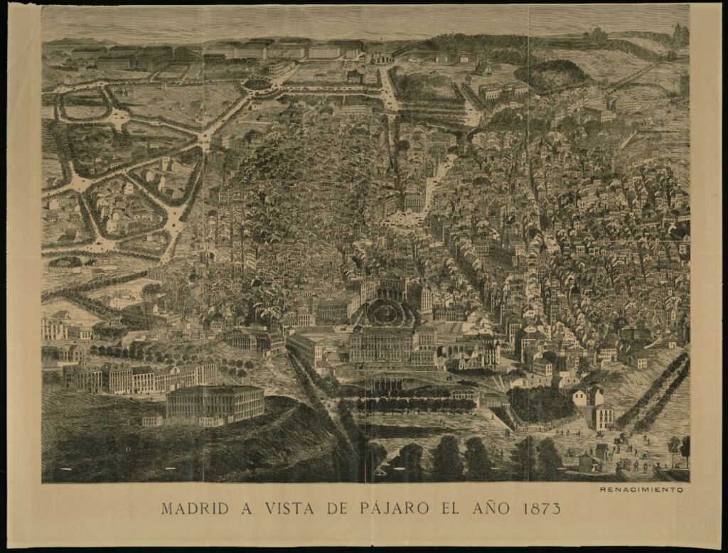 Miniatura de Madrid a vista de pájaro en el año 1873