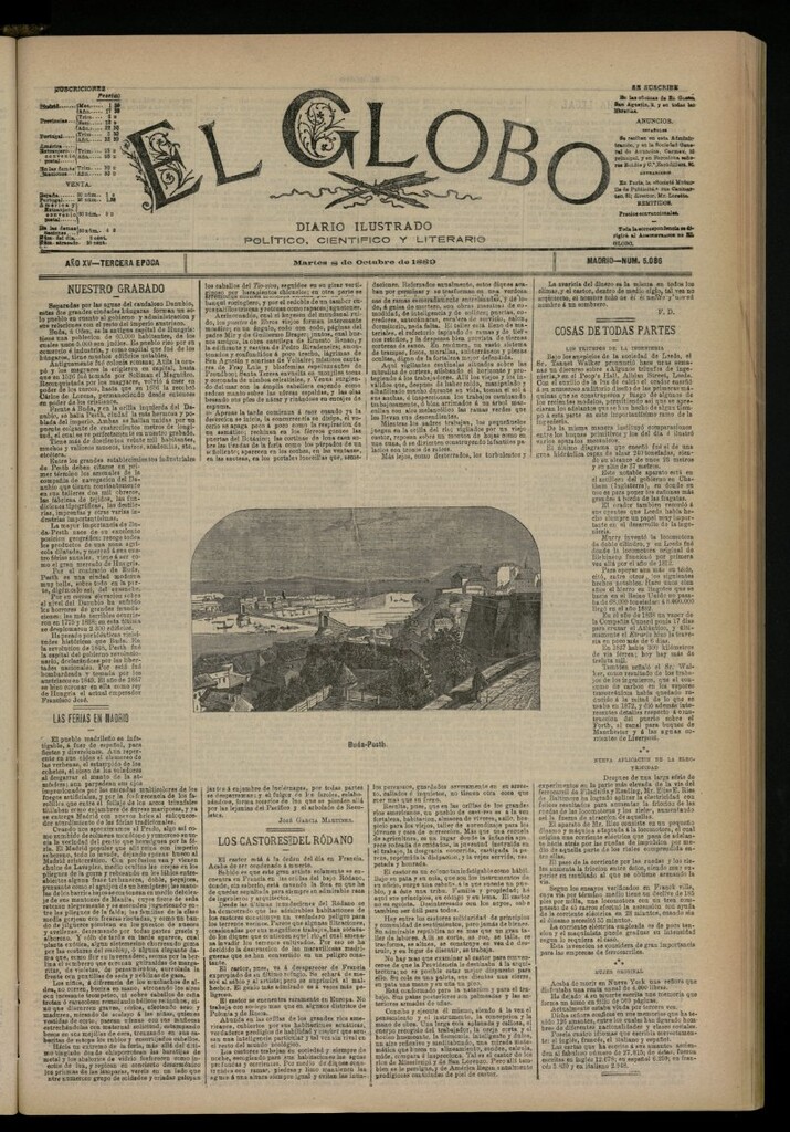 Miniatura de El Globo : diario ilustrado del 8 de octubre de 1889, nº 5086