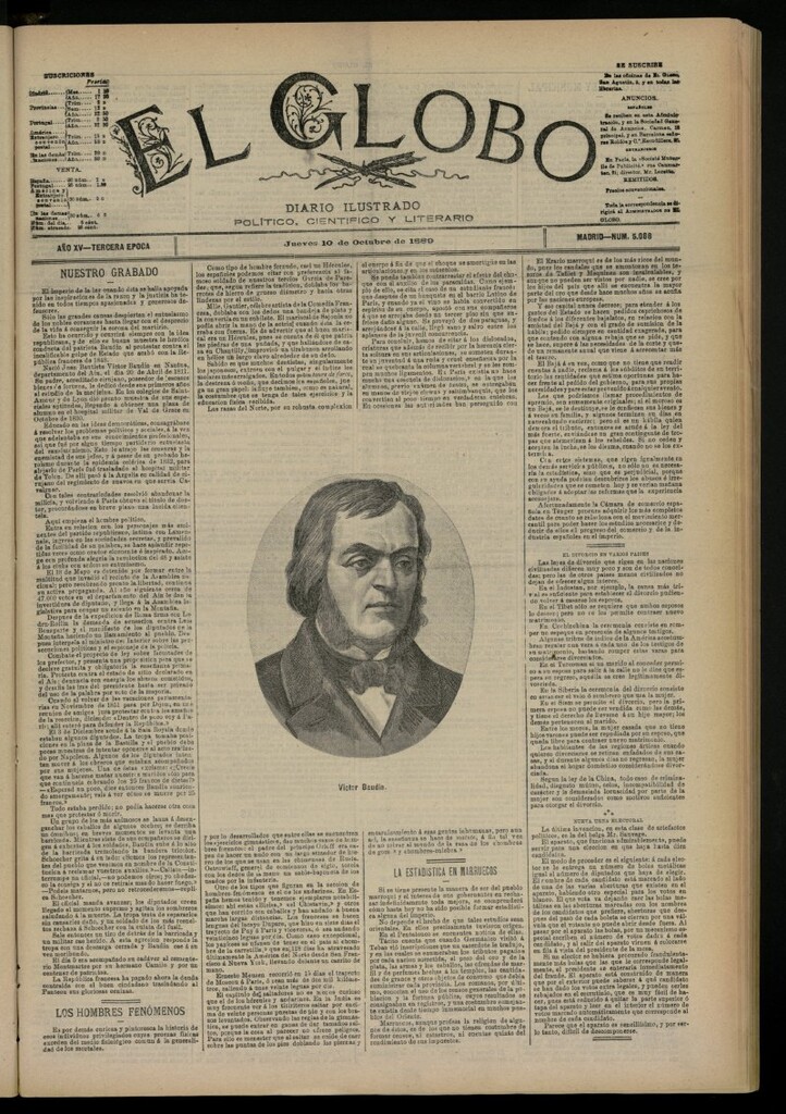 Miniatura de El Globo : diario ilustrado del 10 de octubre de 1889, nº 5088