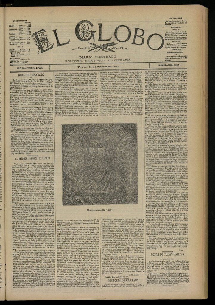 Miniatura de El Globo : diario ilustrado del 11 de octubre de 1889, nº 5089