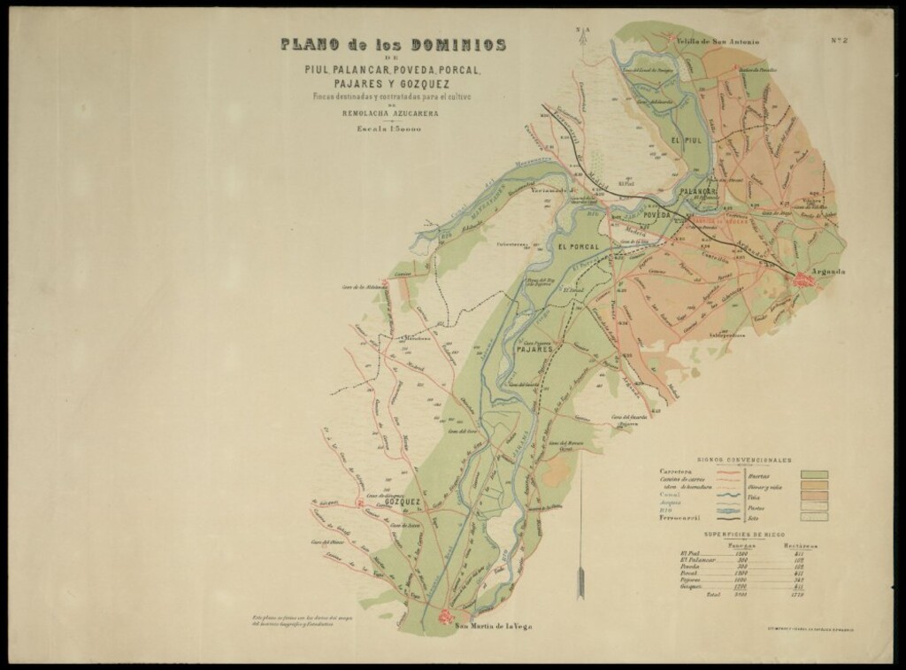 Miniatura de Plano de los dominios de Piul, Palancar, Porcal, Pajares y Gózquez