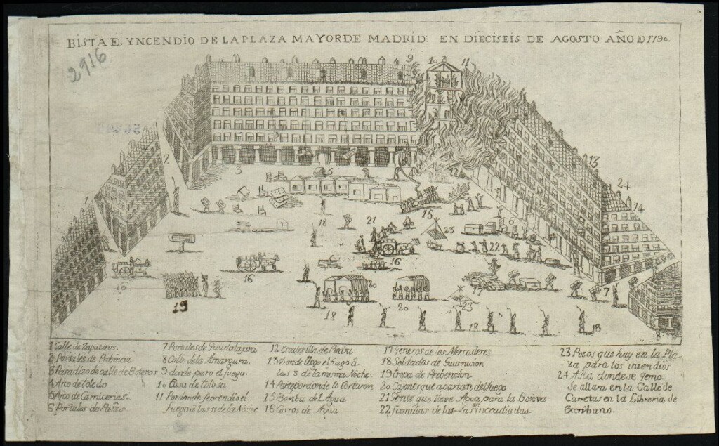 Miniatura de Vista del incendio de la Plaza Mayor de Madrid