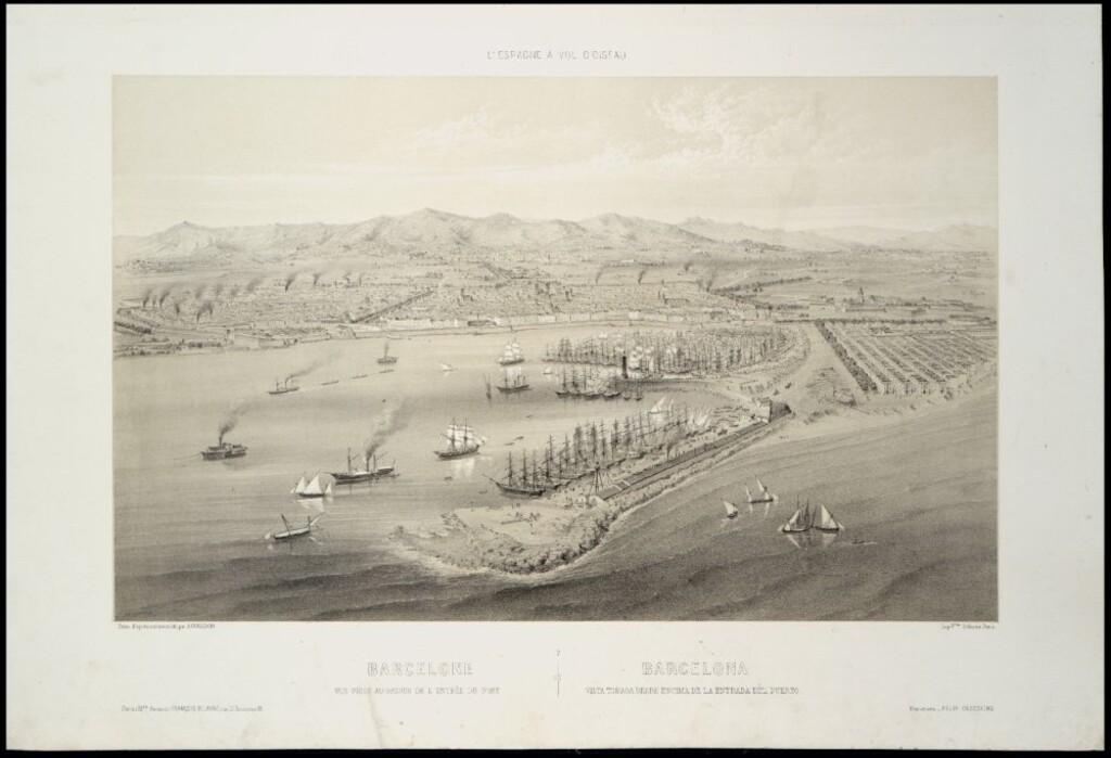 Miniatura de Barcelona. Vue prise au-dessus de l´entrée du port
