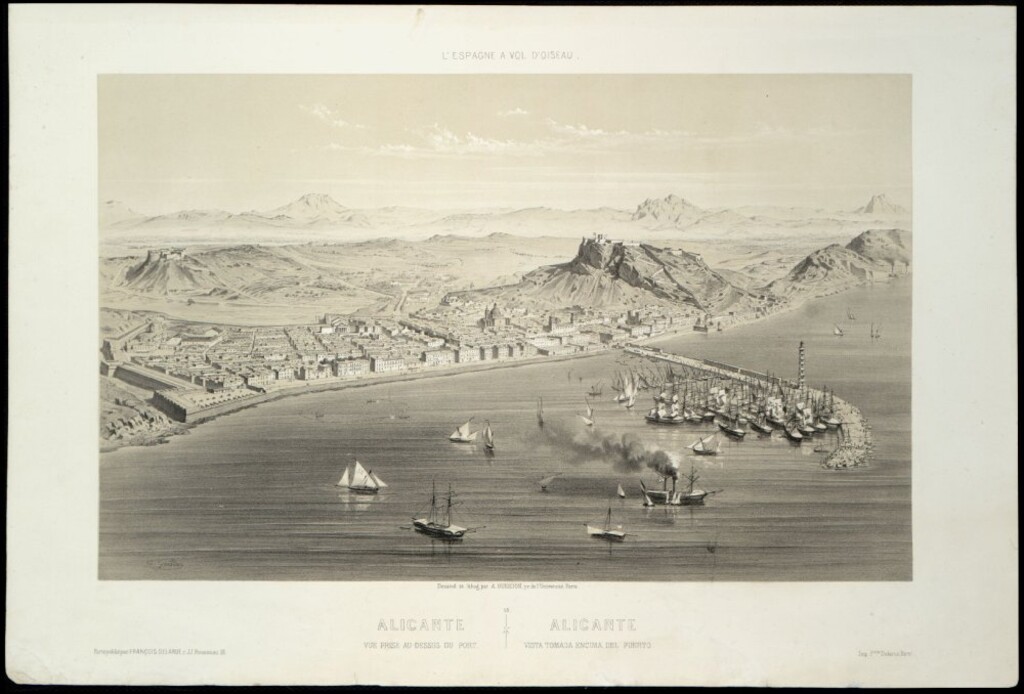 Miniatura de Alicante. Vue prise au-dessus du port