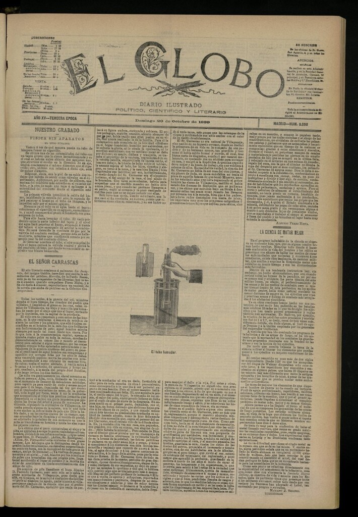 Miniatura de El Globo : diario ilustrado del 20 de octubre de 1889, nº 5098