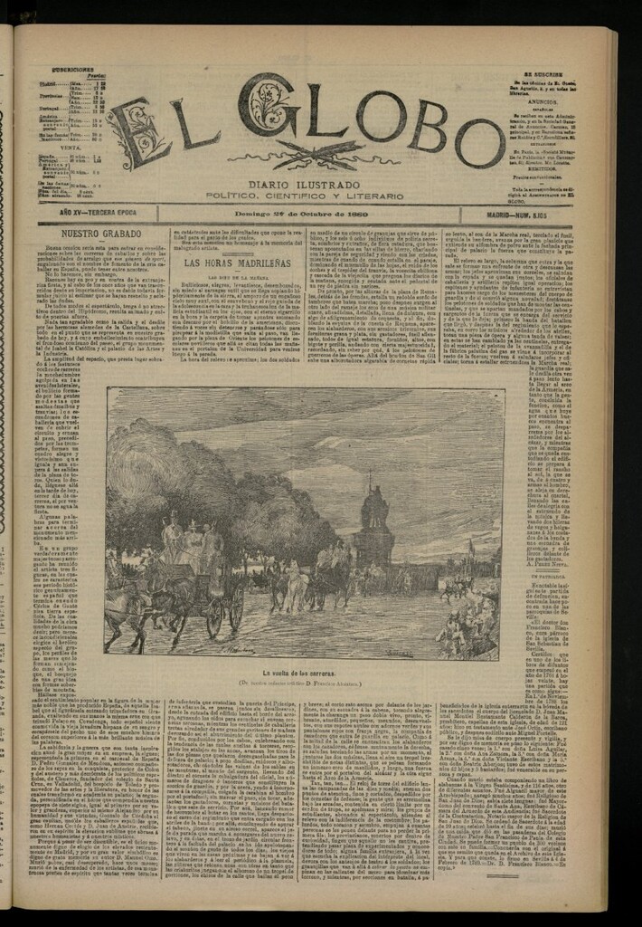 Miniatura de El Globo : diario ilustrado del 27 de octubre de 1889, nº 5105