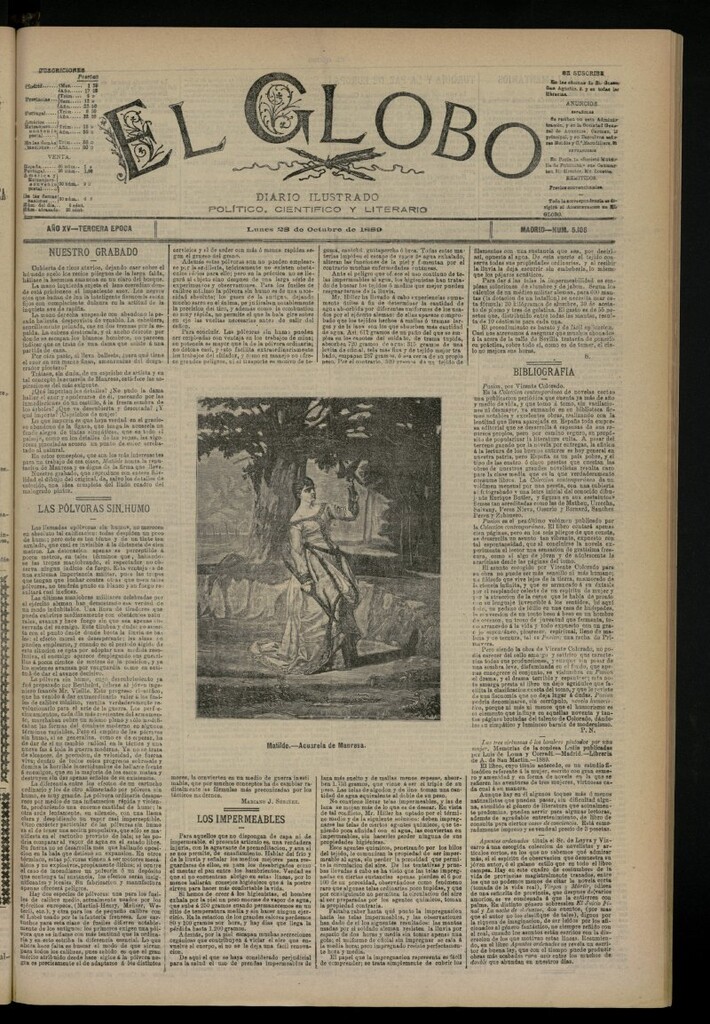 Miniatura de El Globo : diario ilustrado del 28 de octubre de 1889, nº 5106