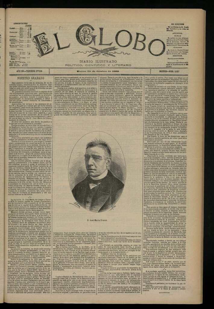 Miniatura de El Globo : diario ilustrado del 29 de octubre de 1889, nº 5107