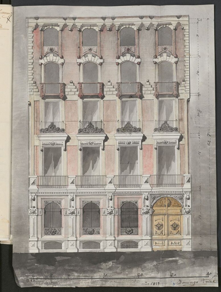 Miniatura de D. Gabriel de Unzueta y D. Antonio Vacaro, licencia para edificar de nueva planta en la calle de Hortaleza, nº 96, manzana 316.