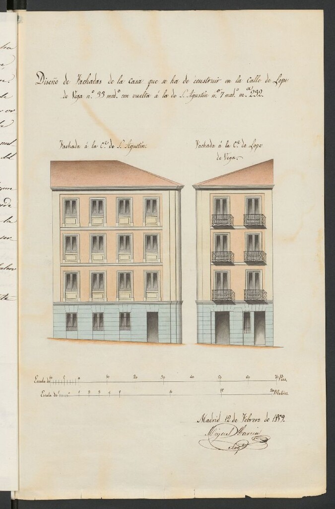 Miniatura de D. Manuel Menéndez ncia para edificar de nueva planta la casa calle de S. Agustín nº 7 y de Lope de Vega nº 33, manzana 237.