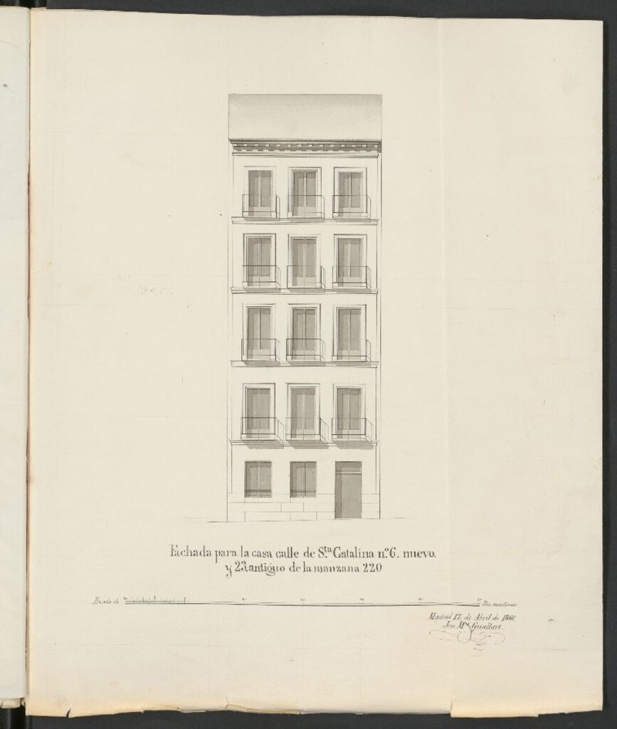Miniatura de D. Francisco de las Rivas, licencia para aumentar su casa ya construida, la señalada con el nº 6 por la calle de Santa Catalina manzana 220, también de su propiedad.