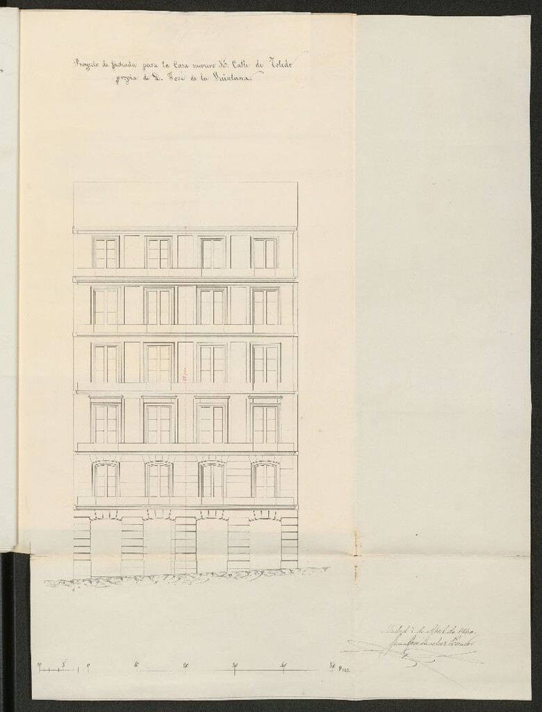 Miniatura de D. José de la Quintana, pidiendo licencia para construir de nueva planta, la casa calle de Toledo nº 55 manzana 144.