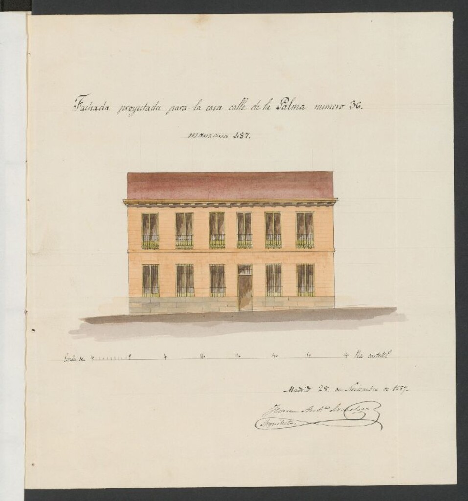 Miniatura de D. Justo de las Heras, pretendiendo levantar piso Principal y hacer obras en su casa calle de la Palma nº 32 y 36, manzana 487.