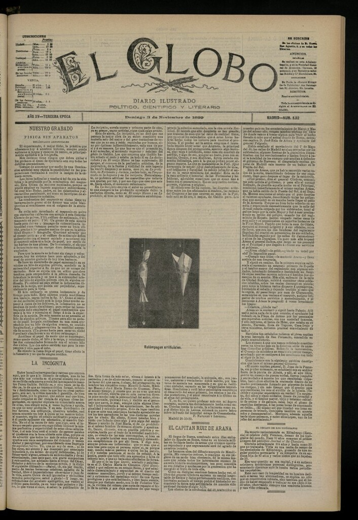 Miniatura de El Globo : diario ilustrado del 3 de noviembre de 1889, nº 5112