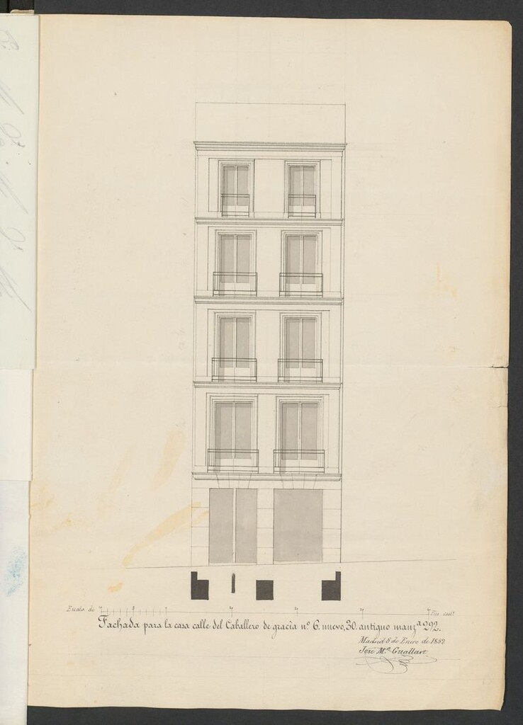 Miniatura de D. Gerónimo Daguerre, licencia para edificar de nueva planta la casa del Caballero de Gracia nº 6, manzana 292.