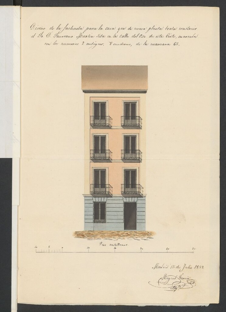 Miniatura de D. Laureano Martín, solicitando licencia para construir de nueva planta, la casa calle del Oso, nº 8 manzana 105.