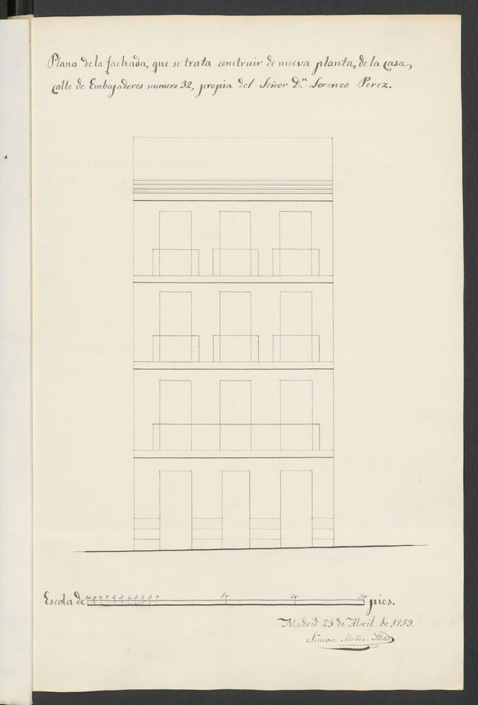 Miniatura de D. Lorenzo Pérez, sobre licencia para construir de nueva planta la casa calle de Embajadores, nº 32.