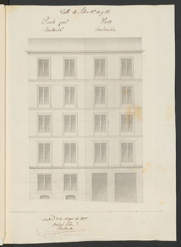 Miniatura de D. Pedro Sánchez, solicitando licencia para construir de nueva planta, la casa calle de Silva, nº 42, manzana 448.