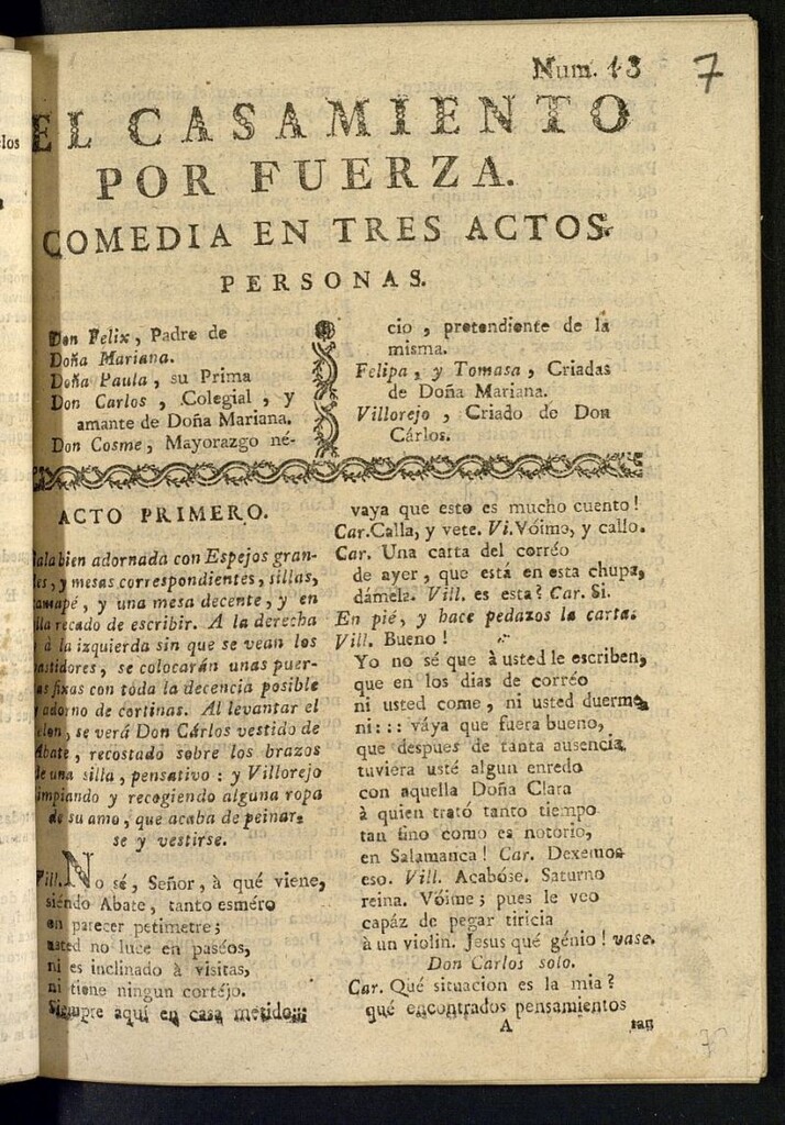 Miniatura de El Casamiento por fuerza : comedia en tres actos