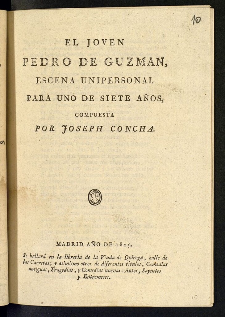 Miniatura de El joven Pedro de Guzmán : escena unipersonal para uno de siete años