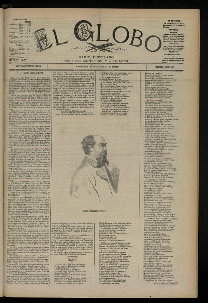 Miniatura de El Globo : diario ilustrado del 8 de noviembre de 1889, nº 5117