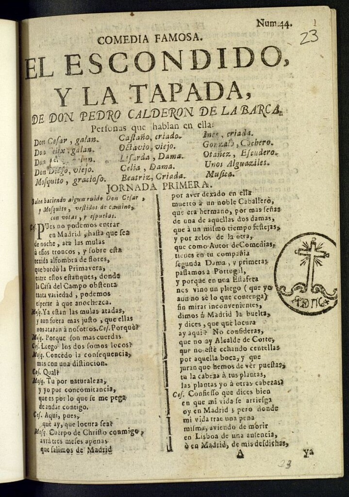 Miniatura de Comedia famosa, El escondido y la tapada