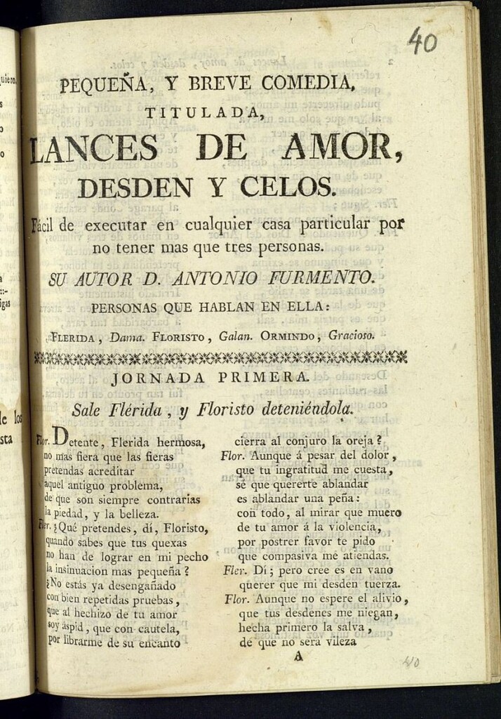 Miniatura de Pequeña y breve comedia, titulada, Lances de amor, desden y celos: fácil de executar en cualquier casa particular por no tener mas que tres personas