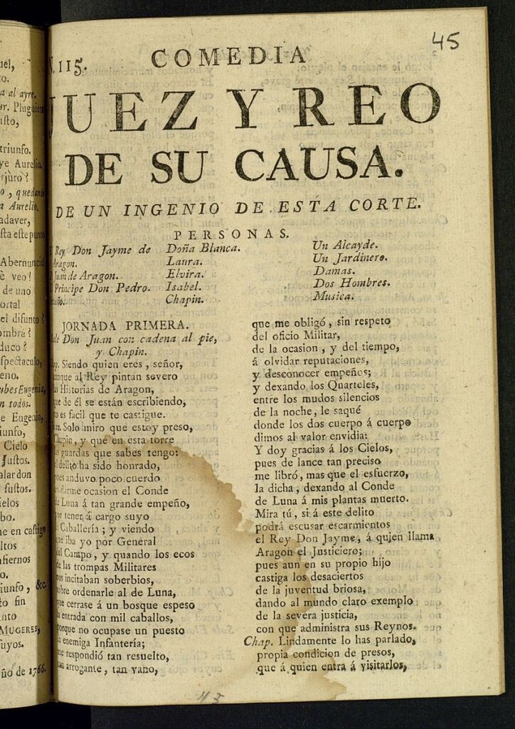Miniatura de Comedia. Juez y reo de su causa