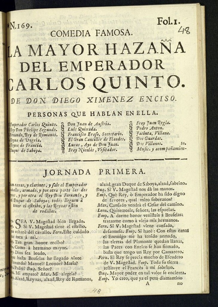 Miniatura de Comedia famosa. La mayor hazaña del emperador Carlos Quinto