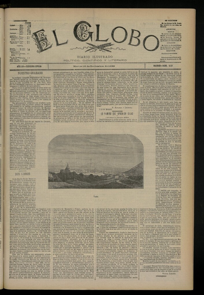 Miniatura de El Globo : diario ilustrado del 12 de noviembre de 1889, nº 5121