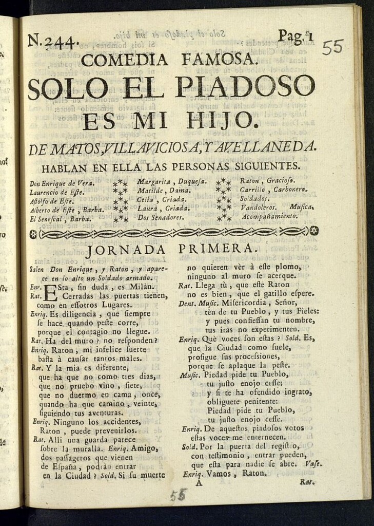 Miniatura de Comedia famosa, Sólo el piadoso es mi hijo