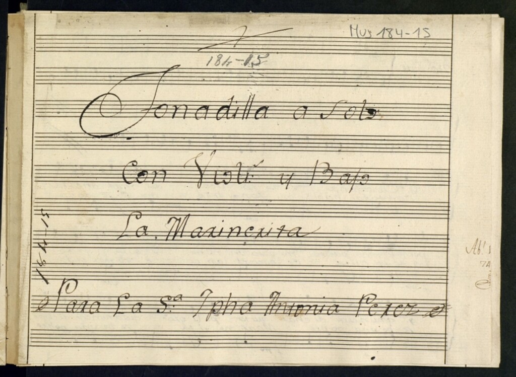 Miniatura de Tonadilla a solo con viols. y bajo La marinerita