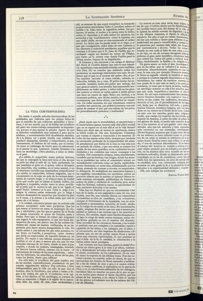 Miniatura de El «conflicto del pan»; su antihigiénica elaboración. Costumbres funerarias