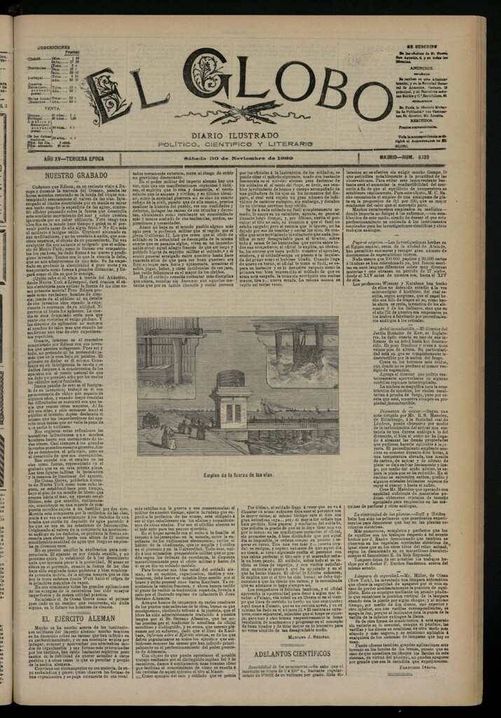 Miniatura de El Globo : diario ilustrado del 30 de noviembre de 1889, nº 5139