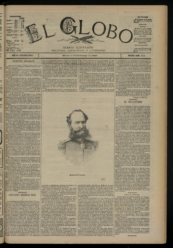 Miniatura de El Globo : diario ilustrado del 3 de diciembre de 1889, nº 5142