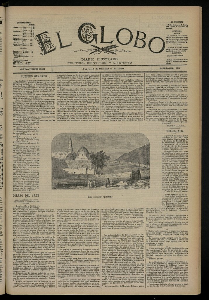 Miniatura de El Globo : diario ilustrado del 5 de diciembre de 1889, nº 5144