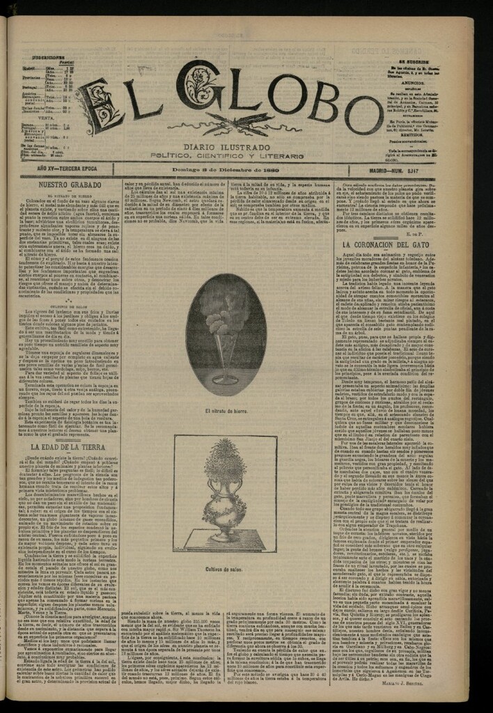 Miniatura de El Globo : diario ilustrado del 8 de diciembre de 1889, nº 5147
