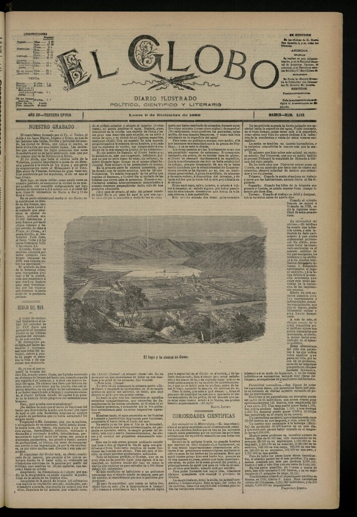 Miniatura de El Globo : diario ilustrado del 9 de diciembre de 1889, nº 5148