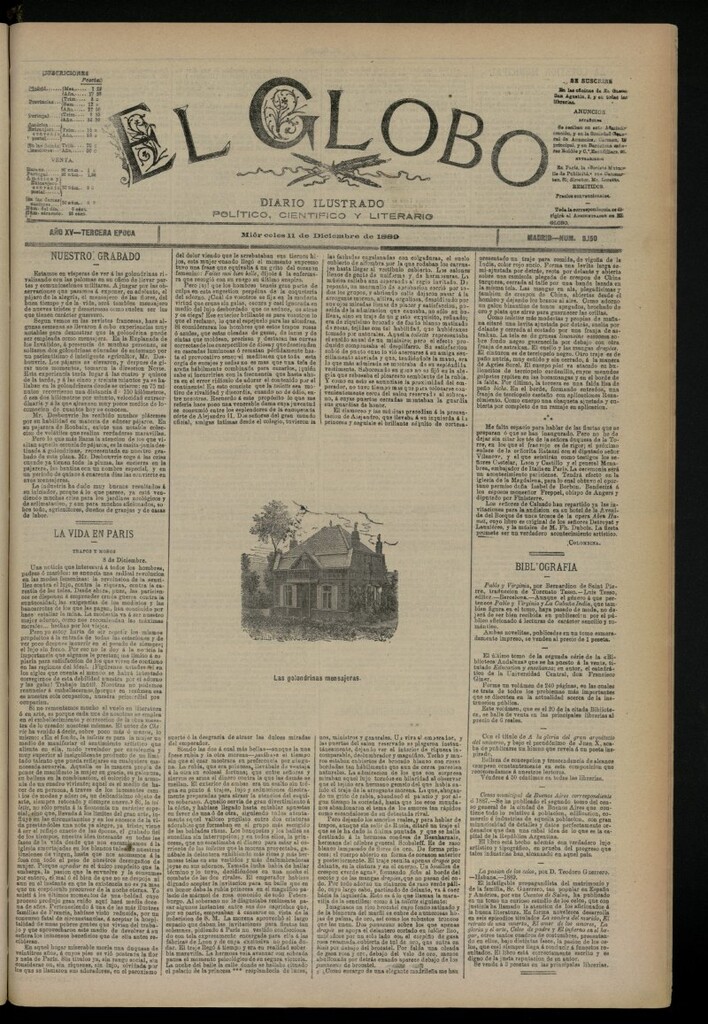 Miniatura de El Globo : diario ilustrado del 11 de diciembre de 1889, nº 5150