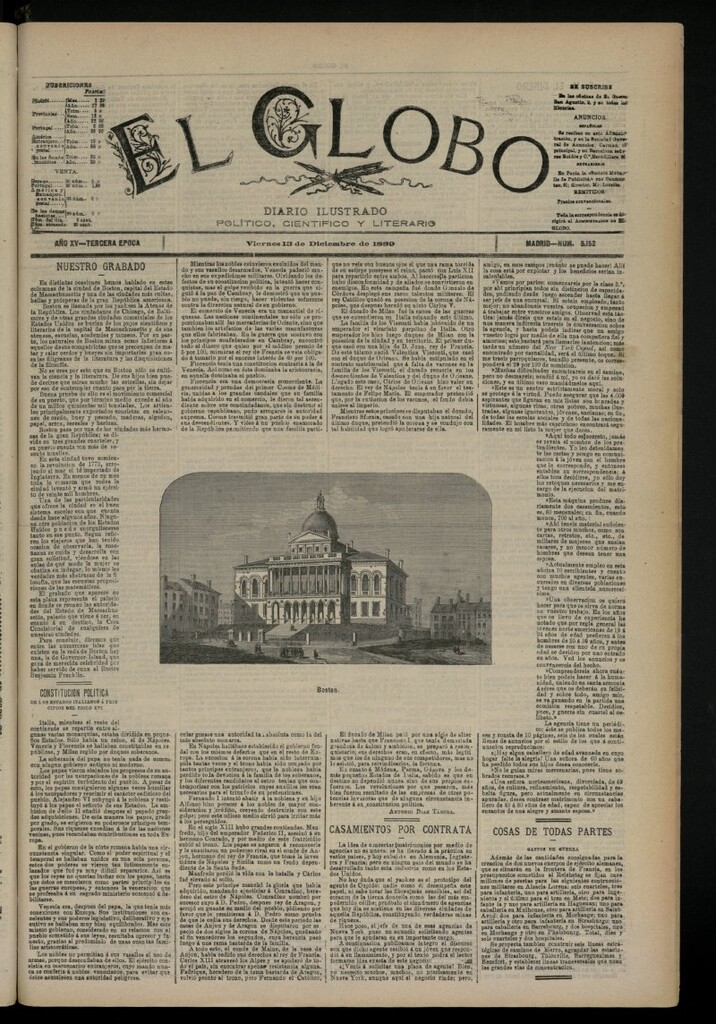 Miniatura de El Globo : diario ilustrado del 13 de diciembre de 1889, nº 5152