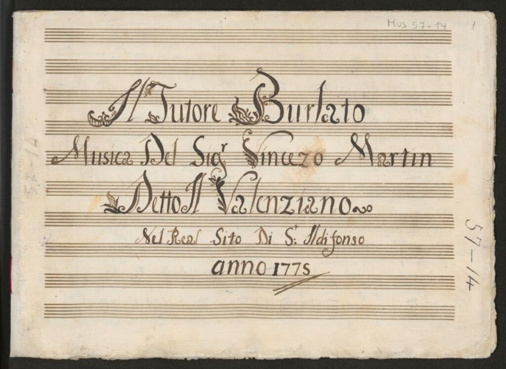Miniatura de Il tutore burlato  : Música de la Zarzuela La Madrileña o tutor Burlado del Sr. Bizente Martin