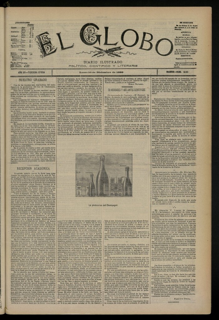 Miniatura de El Globo : diario ilustrado del 16 de diciembre de 1889, nº 5155