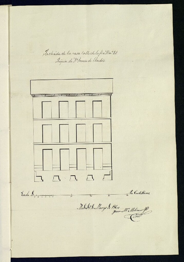 Miniatura de D. Tomás de Andrés, pidiendo licencia para edificar de nueva planta, la casa calle de la Fé nº 15 y de Zurita nº 50, manzana 21.