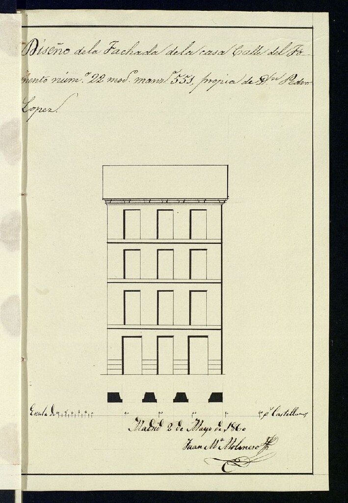 Miniatura de D. Pedro López, pidiendo licencia para edificar de nueva planta, la casa calle del Fomento nº 22, manzana 551.