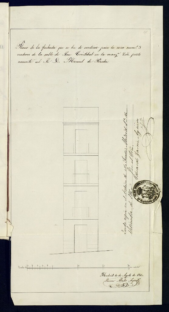 Miniatura de Promovido por d. Manuel Pereda, en solicitud de licencia para edificar una casa de mi propiedad sita en la calle del S. Cristóbal nº 3, manzana 202.